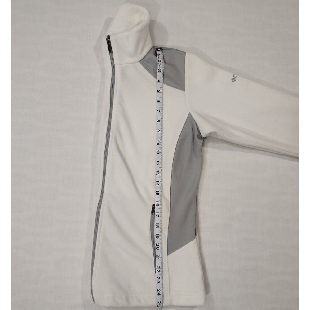 Columbia Sportswear Full Zip Fleece Jacket Womens Size Medium White Gray Pockets - Picture 11 of 16